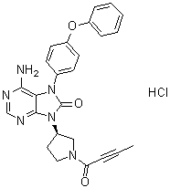 CAS # 1439901-97-9, 6-Amino-9-[(3R)-1-(2-butynoyl)-3-pyrrolidinyl]-7-(4-phenoxyphenyl)-7,9-dihydro-8H-purin-8-one hydrochloride