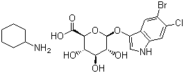 structure of CAS# 144110-43-0, 5-溴-6-氯-3-吲哚基-D-葡糖苷酸环己胺盐