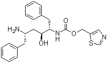 (2S,3S,5S)-5-Amino-2-(N-((5-thiazolyl)-methoxycarbonyl)amino)-1,6-diphenyl-3-hydroxyhexane molecular structure (CAS 144164-11-4)
