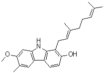 CAS # 144525-81-5, 1-[(2E)-3,7-Dimethyl-2,6-octadienyl]-7-methoxy-6-methyl-9H-carbazol-2-ol, Murrayanol