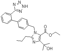 CAS # 144689-23-6, 4-(1-Hydroxy-1-methylethyl)-2-propyl-1-[[2'-(1H-tetrazol-5-yl)[1,1'-biphenyl]-4-yl]methyl]-1H-imidazole-5-carboxylic acid ethyl ester