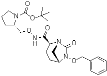CAS # 1452466-54-4, (2S)-2-[[[[[(1R,2S,5R)-7-Oxo-6-(phenylmethoxy)-1,6-diazabicyclo[3.2.1]oct-2-yl]carbonyl]amino]oxy]methyl]-1-pyrrolidinecarboxylic acid 1,1-dimethylethyl ester