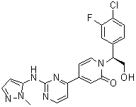 structure of CAS# 1453848-26-4, 1-[(1S)-1-(4-氯-3-氟苯基)-2-羟基乙基]-4-[2-[(1-甲基-1H-吡唑-5-基)氨基]-4-嘧啶基]-2(1H)-吡啶酮
