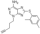 CAS 登录号：1454619-13-6, 8-[(2,4-二甲基苯基)硫基]-3-(4-戊炔-1-基)-3H-嘌呤-6-胺