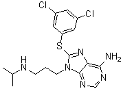 structure of CAS# 1454619-14-7, 6-氨基-8-[(3,5-二氯苯基)硫基]-N-异丙基-9H-嘌呤-9-丙胺