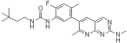 structure of CAS# 1454682-72-4, N-(3,3-二甲基丁基)-N'-[2-氟-4-甲基-5-[7-甲基-2-(甲基氨基)吡啶并[2,3-d]嘧啶-6-基]苯基]脲