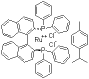 structure of CAS# 145926-28-9, Chloro[(R)-(+)-2,2'-bis(diphenylphosphino)-1,1'-binaphthyl](p-cymene)ruthenium(II) chloride