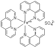 CAS # 14634-91-4, Ferroin sulfate, Tris(1,10-phenanthroline)iron(2+) sulfate (1:1), Tris(1,10-phenanthroline)iron(II) sulfate