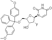 structure of CAS# 146954-74-7, 5'-O-[Bis(4-methoxyphenyl)(phenyl)methyl]-2'-deoxy-2'-fluorouridine