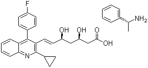 CAS # 147511-70-4, (3R,5S,6E)-7-[2-Cyclopropyl-4-(4-fluorophenyl)-3-quinolinyl]-3,5-dihydroxy-6-heptenoic acid (+)-phenylethylamine salt