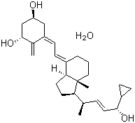 CAS # 147657-22-5, Calcipotriol monohydrate, (1R,3S,5Z)-5-[(2E)-2-[(1R,3aS,7aR)-1-[(1R,2E,4S)-4-cyclopropyl-4-hydroxy-1-methyl-2-buten-1-yl]octahydro-7a-methyl-4H-inden-4-ylidene]ethylidene]-4-methylene-1,3-Cyclohexanediol hydrate