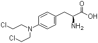 CAS # 148-82-3, Melphalan, 4-[Bis(2-chloroethyl)amino]-L-phenylalanine, 2-Amino-3-[4-[bis(2-chloroethyl)amino]phenyl]propanoic acid, L-Phenylalanine mustard, L-PAM