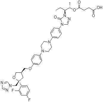 CAS # 1488301-79-6, 2,5-Anhydro-4-[[4-[4-[4-[1-[(1S,2S)-2-(3-carboxy-1-oxopropoxy)-1-ethylpropyl]-1,5-dihydro-5-oxo-4H-1,2,4-triazol-4-yl]phenyl]-1-piperazinyl]phenoxy]methyl]-1,3,4-trideoxy-2-C-(2,4-difluorophenyl)-1-(1H-1,2,4-triazol-1-yl)-D-threo-pentitol