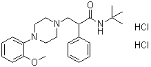 structure of CAS# 149055-79-8, N-(1,1-Dimethylethyl)-4-(2-methoxyphenyl)-alpha-phenyl-1-piperazinepropanamide dihydrochloride
