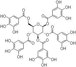 structure of CAS# 14937-32-7, 1,2,3,4,6-O-五没食子酰葡萄糖