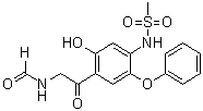 structure of CAS# 149457-03-4, N-[4-[(Formylamino)acetyl]-5-hydroxy-2-phenoxyphenyl]methanesulfonamide
