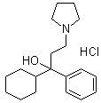 1-Cyclohexyl-1-phenyl-3-pyrrolidino-1-propanol hydrochloride molecular structure (CAS 1508-76-5)