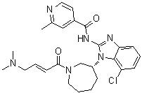 CAS # 1508250-71-2, Nazartinib, N-[7-Chloro-1-[(3R)-1-[(2E)-4-(dimethylamino)-1-oxo-2-buten-1-yl]hexahydro-1H-azepin-3-yl]-1H-benzimidazol-2-yl]-2-methyl-4-pyridinecarboxamide, EGF 816