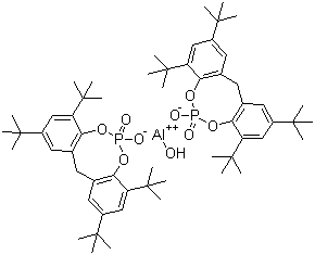 CAS # 151841-65-5, Aluminium hydroxybis[2,2'-methylen-bis(4,6-di-tert-butylphenyl)phosphate], Bis(2,4,8,10-tetra-tert-butyl-6-hydroxy-12H-dibenzo[d,g][1,3,2]dioxaphosphocin-6-oxide) aluminum hydroxide