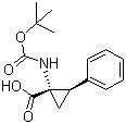 structure of CAS# 151910-11-1, (1S,2R)-N-叔丁氧羰基-1-氨基-2-苯基环丙烷羧酸