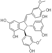 CAS # 152340-24-4, Gnetulin, (1E,2alpha,3beta)-2-(3,5-Dihydroxyphenyl)-2,3-dihydro-3-(4-hydroxy-3-methoxyphenyl)-1-[(4-hydroxy-3-methoxyphenyl)methylene]-1H-indene-4,6-diol