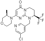 structure of CAS# 1523406-39-4, (8S)-9-[(5-氯-3-吡啶基)甲基]-6,7,8,9-四氢-2-[(3R)-3-甲基-4-吗啉基]-8-(三氟甲基)-4H-嘧啶并[1,2-a]嘧啶-4-酮