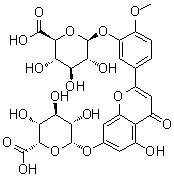 CAS # 152503-51-0, 5-[7-(beta-D-Glucopyranuronosyloxy)-5-hydroxy-4-oxo-4H-1-benzopyran-2-yl]-2-methoxyphenyl beta-D-glucopyranosiduronic acid