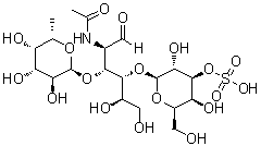 CAS 登录号：153153-62-9, O-6-脱氧-alpha-L-吡喃半乳糖基-(1→3)-O-[3-O-磺基-beta-D-吡喃半乳糖基-(1→4)]-2-(乙酰氨基)-2-脱氧-D-葡萄糖