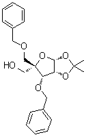 structure of CAS# 153186-10-8, 1,2-O-(异丙亚基)-4-C-[(苯基甲氧基)甲基]-3-O-(苯基甲基)-beta-L-来苏呋喃糖