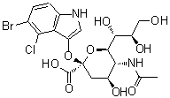structure of CAS# 153248-52-3, N-Acetyl-2-O-(5-bromo-4-chloro-1H-indol-3-yl)-alpha-neuraminic acid