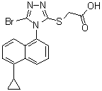 CAS # 1533519-97-9, 2-[[5-Bromo-4-(5-cyclopropylnaphthalen-1-yl)-4H-1,2,4-triazol-3-yl]thio]acetic acid