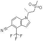 structure of CAS# 1539314-06-1, (R)-1-[1-(Methylsulfonyl)propan-2-yl]-4-(trifluoromethyl)-1H-indole-5-carbonitrile