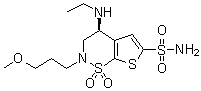 structure of CAS# 154127-19-2, (S)-4-(乙基氨基)-3,4-二氢-2-(3-甲氧基丙基)-2H-噻吩并[3,2-e]-1,2-噻嗪-6-磺酰胺 1,1-二氧化物