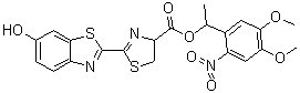 structure of CAS# 154140-55-3, 4,5-二氢-2-(6-羟基-2-苯并噻唑基)-4-噻唑羧酸 1-(4,5-二甲氧基-2-硝基苯基)乙酯