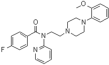 CAS # 155204-26-5, 4-Fluoro-N-[2-[4-(2-methoxyphenyl)piperazin-1-yl]ethyl]-N-pyridin-2-ylbenzamide, MPPF (inhibitor or serotonin reuptake inhibitor), p-MPPF