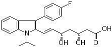 (3R,5S,6E)-7-[3-(4-Fluorophenyl)-1-(1-methylethyl)-1H-indol-2-yl]-3,5-dihydroxy-6-heptenoic acid molecular structure (CAS 155229-75-7)