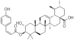 CAS # 155800-17-2, 3beta-cis-p-Coumaroyloxy-2alpha-hydroxyurs-12-en-28-oic acid, (2alpha,3beta)-2-Hydroxy-3-[[(2Z)-3-(4-hydroxyphenyl)-1-oxo-2-propen-1-yl]oxy]-urs-12-en-28-oic acid