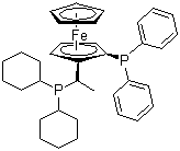 CAS 登录号：155806-35-2, (2R)-1-[(1R)-1-(二环己基膦基)乙基]-2-二苯基膦基二茂铁