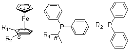 CAS # 155941-31-4, (1S)-1-(Diphenylphosphino)-2-[(1R)-1-(diphenylphosphino)ethyl]ferrocene, (1Rp)-1-(Diphenylphosphino)-2-[(1R)-1-(diphenylphosphino)ethyl]ferrocene