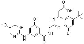 structure of CAS# 1564286-55-0, (3S)-N-[3-羟基-5-[(1,4,5,6-四氢-5-羟基-2-嘧啶基)氨基]苯甲酰基]甘氨酰-3-[3-溴-5-(叔丁基)苯基]-beta-丙氨酸