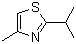 CAS # 15679-13-7, 2-Isopropyl-4-methyl thiazole, 4-Methyl-2-(1-methylethyl)-thiazole