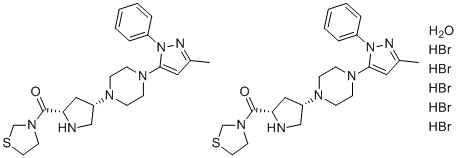 CAS # 1572583-29-9, Teneligliptin Hydrobromide Hydrate, [(2S,4S)-4-[4-(5-methyl-2-phenylpyrazol-3-yl)piperazin-1-yl]pyrrolidin-2-yl]-(1,3-thiazolidin-3-yl)methanone,hydrate pentahydrobromide