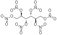 CAS # 15825-70-4, Mannite hexanitrate, Angiospasmyl, Dilangil, Hexanitrol, Hypertenain, MHN, Maltrate, Manexin, Manhexin, Manicole, Mannex, Mannitate, Mannite hexanitrate, Mannitol nitrate, Mannitrin, Maxitate, Medemanol, Moloid, Nitranitol, Nitromannite, Nitromannitol