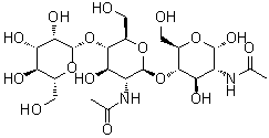 CAS # 159266-34-9, O-beta-D-Mannopyranosyl-(1→4)-O-2-(acetylamino)-2-deoxy-beta-D-glucopyranosyl-(1→4)-2-(acetylamino)-2-deoxy-alpha-D-glucopyranose