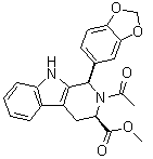 CAS # 1598416-05-7, (1R,3R)-2-Acetyl-1-(1,3-benzodioxol-5-yl)-2,3,4,9-tetrahydro-1H-pyrido[3,4-b]indole-3-carboxylic acid methyl ester