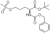 structure of CAS# 159877-09-5, 5-[(甲磺酰基)氧基]-N-[(苯基甲氧基)羰基]-L-正缬氨酸叔丁酯