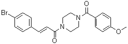 structure of CAS# 1599432-08-2, (2E)-3-(4-Bromophenyl)-1-[4-(4-methoxybenzoyl)-1-piperazinyl]-2-propen-1-one