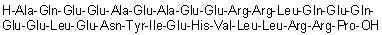 CAS # 160046-70-8, Bovine peptide V, L-Alanyl-L-glutaminyl-L-alpha-glutamyl-L-alpha-glutamyl-L-alanyl-L-alpha-glutamyl-L-alanyl-L-alpha-glutamyl-L-alpha-glutamyl-L-arginyl-L-arginyl-L-leucyl-L-glutaminyl-L-alpha-glutamyl-L-glutaminyl-L-alpha-glutamyl-L-alpha-glutamyl-L-leucyl-L-alpha-glutamyl-L-asparaginyl-L-tyrosyl-L-isoleucyl-L-alpha-glutamyl-L-histidyl-L-valyl-L-leucyl-L-leucyl-L-arginyl-L-arginyl-L-proline
