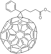 CAS # 160848-22-6, Methyl [6,6]-phenyl-C61-butyrate, 3'-Phenyl-3'H-cyclopropa[1,9][5,6]fullerene-C60-Ih-3'-butanoic acid methyl ester, [6,6]PCBM, [60]PCBM