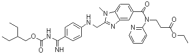 CAS # 1610758-20-7, N-[[2-[[[4-[[[(2-Ethylbutoxy)carbonyl]amino]iminomethyl]phenyl]amino]methyl]-1-methyl-1H-benzimidazol-5-yl]carbonyl]-N-2-pyridinyl-beta-alanine ethyl ester